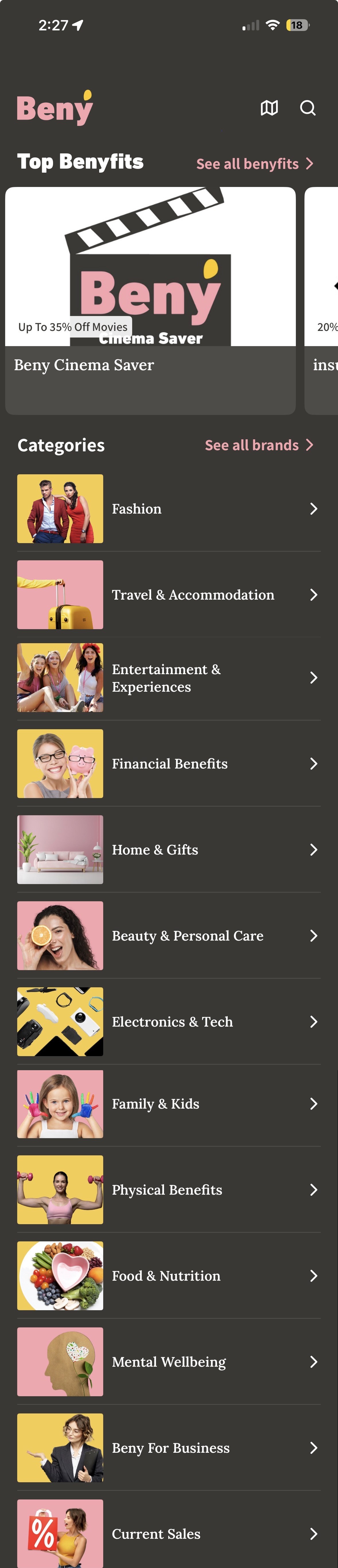 Beny app categories